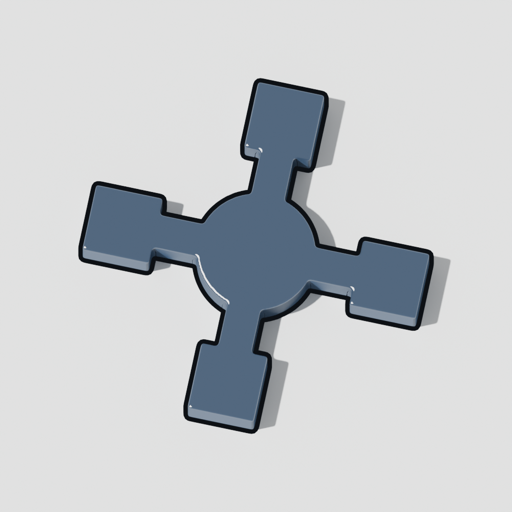 The net mark: a hub with four links: nodes reaching a centre